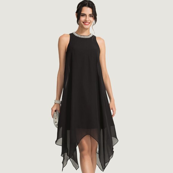 NWT JJ's House Black Tea Length Asymmetric Cocktail Dress #170863 - Picture 1 of 5